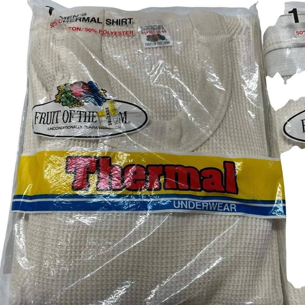 Vintage Fruit Of The Loom Thermal Underwear Set XL Long Sleeve Pants NOS 1983